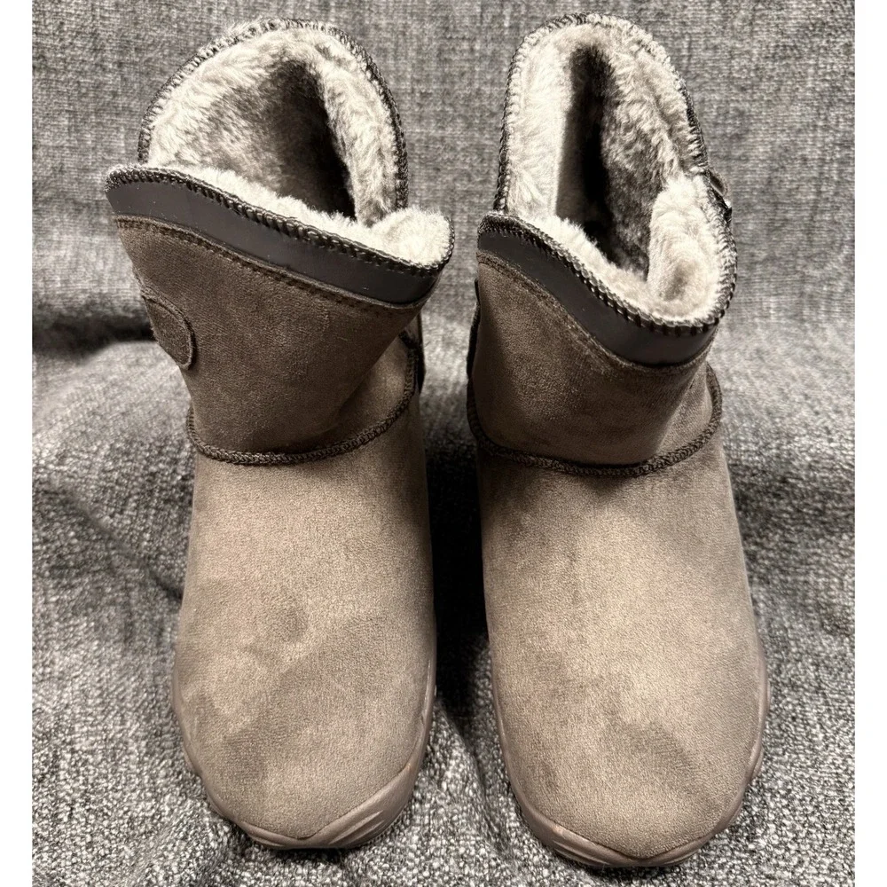 HIKE Barefoot Winter Snow Boots Faux Suede Fur Lined Brown EU 40
